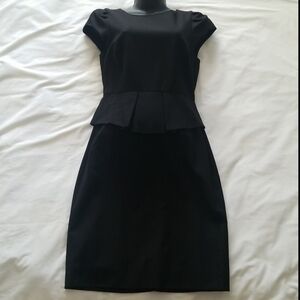 J Crew Classic Black A-Line Dress with Pleated Peplum Size 0